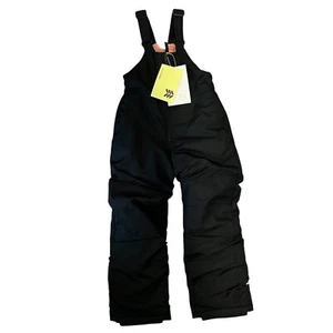 Kids Snow Pants/Bib Overalls Girls Unisex Black Pink Lining XS 4/5 Adjustable f - Picture 1 of 10