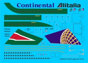 Karaya D144-26 MDD DC-10-30 Continental/Alitalia N68060 1/144 decals - Picture 1 of 3