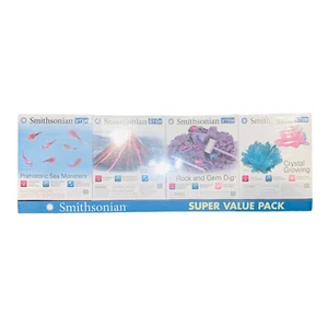Lot 4 NEW Smithsonian STEM Kits: Crystal Growing Rock & Gem Dig Volcano Sea Mon - Picture 1 of 6