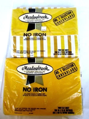 DE COLECCIÓN AÑOS 50/60..MEADOWBROOK..MUSELINA DE LUJO..GEMELO..ORO OSCURO..JUEGO DE SÁBANAS..NUEVO Foto 1 de 4