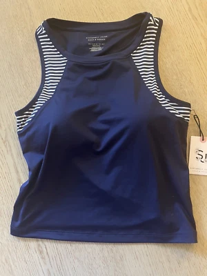 Camiseta sin mangas de golf y tenis Sincerely Jules para mujer talla pequeña ¡Nueva! Azul marino y blanco Foto 1 de 4