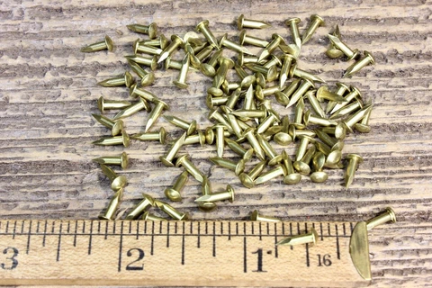 1/4” Solid Brass BRADS Escutcheon pins 25 NAILS large head #15 gauge USA made Cover