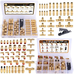 78Pcs Brass DOT Air Line Fittings Kit Push Lock DOT Air Fittings 2 In-1 43+35 Pc - Picture 1 of 11
