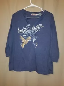 Faded Glory - blau verziertes Stricktop Größe 1X B13/ - Bild 1 von 2