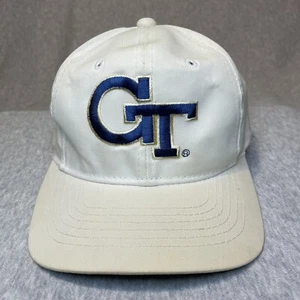 Vtg Georgia Tech GT Beige White Embroidered Snapback Hat Cap YOUTH KIDS CHILD - Imagen 1 de 9