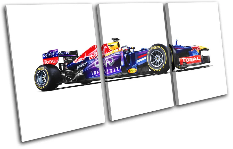Redbull F1 Racing Garage Cars TREBLE CANVAS WALL ART Picture Print - Image 1 of 1