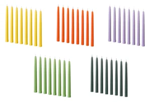 COLOURFUL DINNER CANDLES FOR CHEAP PRICE - MANY COLOURS PACK OF 8 - Picture 1 of 14
