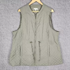 Autograph Vest Womens Plus Size 20 Green Pockets Drawstring Full Zip - Picture 1 of 11