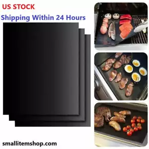 1/3pcs Reusable Non-Stick BBQ Grill Mat Pad Baking Sheet Portable Outdoor Picnic - Picture 1 of 5