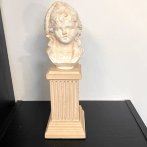 "Scultura vintage antica in alabastro e busto in pietra di bambino 4"" x 14" - Foto 1 di 10
