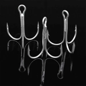 White Fishing Carbon Steel Treble Hooks Fishhook Tackle 2/4/6/8/10/12/14# - Picture 1 of 19