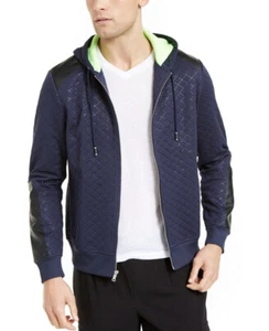 Inc Men's Zip Front Long Sleeve Quilted Hooded Jacket (Blue, XL) - Picture 1 of 3