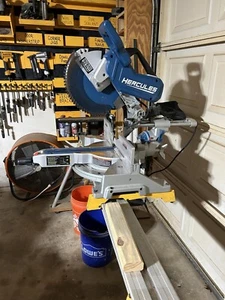 Hercules 12 In Dual Bevel Sliding Compound Miter Saw Woodworking with LED Guide - Picture 1 of 12