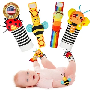 Baby Wrist Rattle Socks and Foot Finder Set, Perfect Baby Toys for 0-12 Months N - Picture 1 of 7