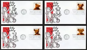 USA, SCOTT # 3653-3656, SET OF 4 ARTMASTER FDC COVERS TEDDY BEARS YEAR 2002 - Picture 1 of 6