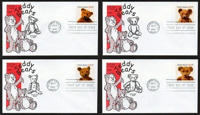 USA, SCOTT # 3653-3656, SET OF 4 ARTMASTER FDC COVERS TEDDY BEARS YEAR 2002 - Image 1 of 4