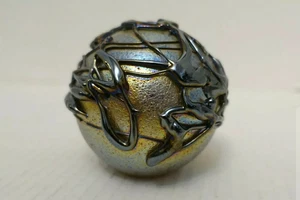 Pisapapeles de vidrio artístico raro por Herb A Thomas - Firmado "SOMBRERO" - IRIDISCENTE ¡¡GUAU!!! - Imagen 1 de 8