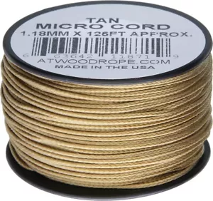 Atwood Rope MFG Micro Cord 1.18 mm 125 Ft Tan Nylon Construction Plastic Spool - Picture 1 of 1