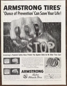1956 Armstrong Tires PRINT AD Ounce of Protection Discs Fist - Picture 1 of 1