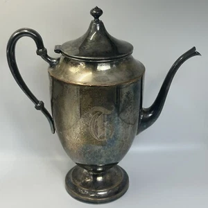 Cafetera/tetera alta enchapada en plata vintage F. B. Rogers monograma necesita tapa pin - Imagen 1 de 14