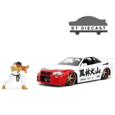 Nissan GT-R R34 2002 JADA STREET FIGHTER 1/24 con figura RYU BLANCO 35114 Foto 1 de 4