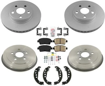 Front Coated Brake Rotors Pads Rear Drums Brake Shoes Springs For Prius 2004-08 - Image 1 of 4