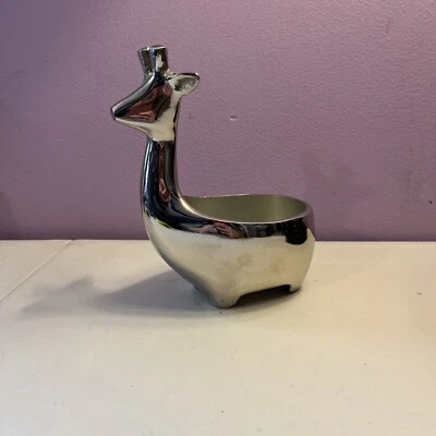 Plato de baratija suculenta jirafa tono plateado para planta caramelo tazón de mesa usado en excelente estado Foto 1 de 4