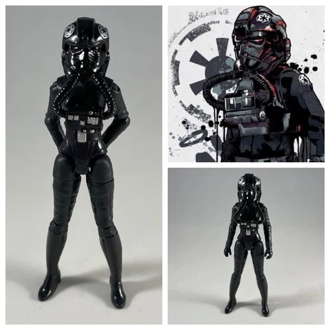 Custom Star Wars Imperial FEMALE Tie Pilot 3.75 inch Super Articulate Cover