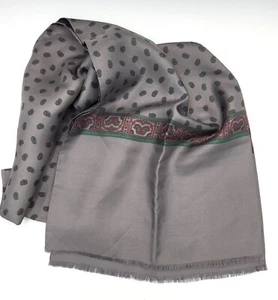 Heavy Weight Silk Scarf - Grey w Paisley Pattern  56" x 11" - Picture 1 of 4