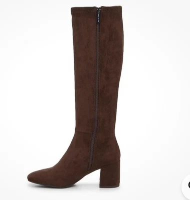 Anne Klein Lacey Brown Faux Suede Boots Square Toe Size 6.5 - Image 1 of 4