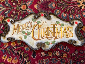 Vintage Metallschild Frohe Weihnachten 20,5 "x 10" - Bild 1 von 6