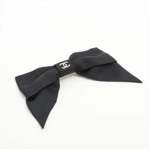 Chanel Coco Mark Ribbon 25V Hair Slide Fabric Black - Picture 1 of 7