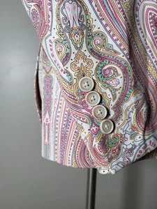 Tallia Pink Teal Paisley Print 44R Cotton Textured Jacket Blazer Coat Blazer NWO - Picture 1 of 8