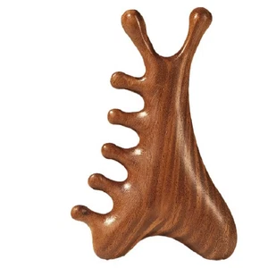 Pettine in Legno Di Sandalo Verde Naturale Pettine a Sfera Rotonda a Cinque Dent - Foto 1 di 13