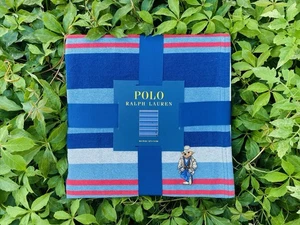 Polo Ralph Lauren Cowboy Ranch Bear Blanket Throw Cotton Stripe Ltd 50x70”. New - Picture 1 of 6