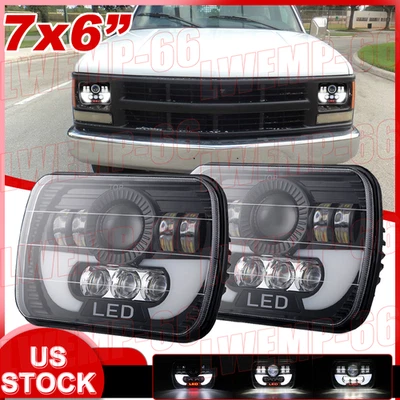2X Faros LED PUNTO 7x6" para Chevy C1500 C2500 C3500 K1500 1988-99 DRL Ámbar Foto 1 de 4