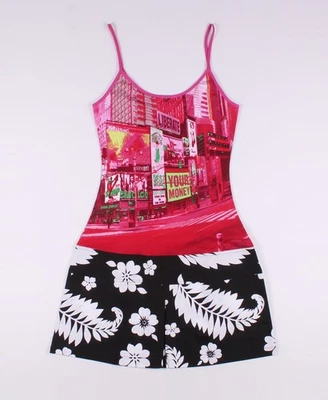 Vestido Mini Cami Raro Custo Barcelona Y2K Vintage Estampado Gráfico Talla US 6 Foto 1 de 4