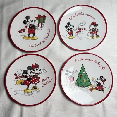 Set 4 piatti ceramica fienile bambini melamina Disney Topolino 9" vacanze Natale - Immagine 1 di 4