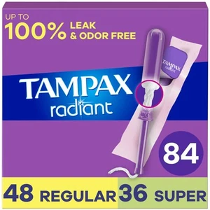 Tampax Radiant Tampons Multipack, with LeakGuard Braid, Regular/Super Absorbency - Picture 1 of 11