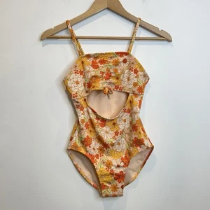 Art Class Girl’s Cut-Out Retro Floral One Piece Swimsuit Bathing Suit 70s Hippie - Picture 1 of 4