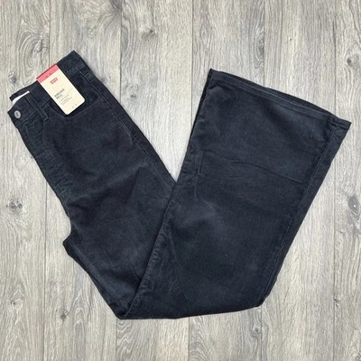 Pantalones de pana Levi’s Ribcage Bell tiro súper alto talla 26x32 para mujer negros Foto 1 de 4