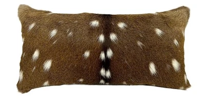 GENUINE AXIS DEER HIDE PILLOW CUSHION w/Suede Leather Backing - 20" x 10" SUPERB - Image 1 of 3