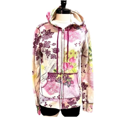 Lucky Brand  Women’s M Hoodie  Hippie Floral Graphic Hobo Indie Y2K Collectible - Image 1 of 4