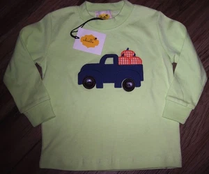 Niño 18 M: NUEVO CON ETIQUETAS Boutique ~ABIELLE~ Aplique CAMIÓN/CALABAZAS Verde Menta Camiseta - Imagen 1 de 3