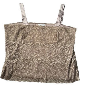 Top de camisola de encaje Coldwater Creek 3X ajustables forradas en marrón cami correas satinadas - Imagen 1 de 11