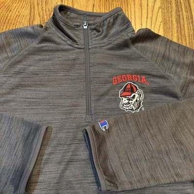 University of Georgia Bulldogs Small Gray Champion 1/4 Zip Pullover Fleece Lined - Image 1 of 4