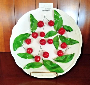 ASSIETTE FAIENCE Trompe Oeil Decor CERISES Fruits Christine Viennet 35MAG 09/09 - Picture 1 of 13