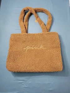 Victoria Secret PINK Brown Fuzzy Tote NWT Kinder To The Planet - Picture 1 of 13