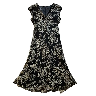 Jones New York Y2K Boho Silk Midi Slip Dress Size 14 Brown Floral - Image 1 of 4