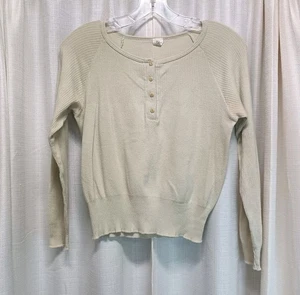 Vintage J. Crew Damenpullover Größe M hellgelb 100 % Baumwolle 1/4-Knopf - Bild 1 von 5